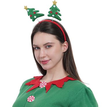 Serre-tête avec sapins pailletés de Noël sur ressort | jourdefete.com Serre-tête avec sapins pailletés de Noël sur ressort | jourdefete.com