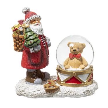 boule à neige du père noël avec ourson | jourdefete.com