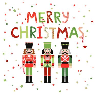 Serviette de Noël avec motifs casse-noisettes et message Merry Christmas | jourdefete.com Serviette de Noël avec motifs casse-noisettes et message Merry Christmas | jourdefete.com