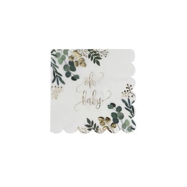 16 serviettes en papier blanches et vertes collection Oh Baby | jourdefete.com 16 serviettes en papier blanches et vertes collection Oh Baby | jourdefete.com