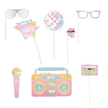 Un pack de 8 accessoires holographiques pour photobooth, de la collection 90's Party | jourdefete.com Un pack de 8 accessoires holographiques pour photobooth, de la collection 90's Party | jourdefete.com