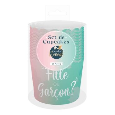 Pack de 12 caissettes à cupcakes - Fille ou Garçon ? - Collection Gender Reveal | jourdefete.com