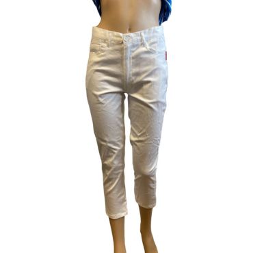 Pantacourt blanc uni pour femme et pour Feria taille au choix Pantacourt blanc uni pour femme et pour Feria taille au choix