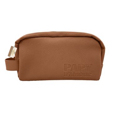 Trousse en simili cuir camel embossée "Papy d’Amour" | jourdefete.com