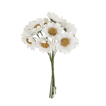 Bouquet de 10 marguerites en papier blanc sur tiges – décoration florale pour événements | jourdefete.com Bouquet de 10 marguerites en papier blanc sur tiges – décoration florale pour événements | jourdefete.com