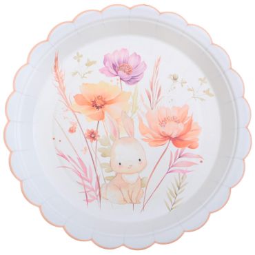 Assiettes en carton Lapinou avec fleurs pastel et lapin adorable | jourdefete.com Assiettes en carton Lapinou avec fleurs pastel et lapin adorable | jourdefete.com