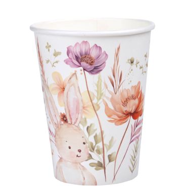 Gobelets en carton Lapinou avec motifs floraux et lapin pastel | jourdefete.com Gobelets en carton Lapinou avec motifs floraux et lapin pastel | jourdefete.com