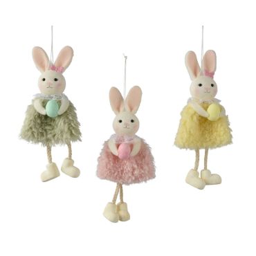 Lapin à suspendre avec robe duveteuse et œuf pastel pour décoration de Pâques | jourdefete.com Lapin à suspendre avec robe duveteuse et œuf pastel pour décoration de Pâques | jourdefete.com