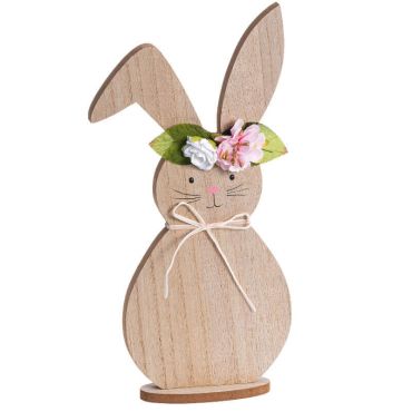 lapin en bois avec fleurs de 34,5 cm | jourdefete.com lapin en bois avec fleurs de 34,5 cm | jourdefete.com
