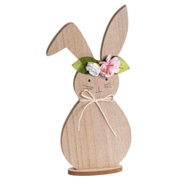 lapin en bois avec fleurs de 21 cm | jourdefete.com lapin en bois avec fleurs de 21 cm | jourdefete.com