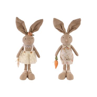 Lapin décoratif de Pâques en tissu debout modèle assorti aléatoire | jourdefete.com