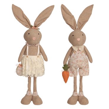 Lapin de Pâques décoratif à jambes télescopiques en tissu, modèles assortis aléatoires | jourdefete.com
