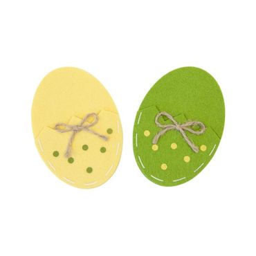 Lot de 2 œufs porte-couverts en feutrine aux couleurs vives pour une déco de table de Pâques | jourdefete.com Lot de 2 œufs porte-couverts en feutrine aux couleurs vives pour une déco de table de Pâques | jourdefete.com