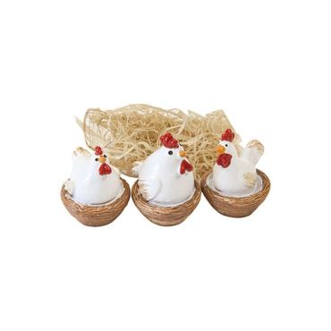 Figurines de poules blanches en résine dans leur nid de paille, déco de Pâques rustique et chaleureuse | jourdefete.com Figurines de poules blanches en résine dans leur nid de paille, déco de Pâques rustique et chaleureuse | jourdefete.com