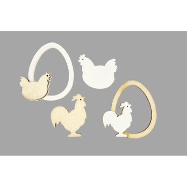 Lot décorations bois poule et œuf pour Pâques | jourdefete.com Lot décorations bois poule et œuf pour Pâques | jourdefete.com