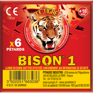 Pack de pétards Le Tigre Bison N°1, détonations puissantes | jourdefete.com