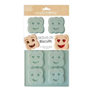 Moule Drôles de Biscuits en silicone vert ScrapCooking avec visages souriants | jourdefete.com Moule Drôles de Biscuits en silicone vert ScrapCooking avec visages souriants | jourdefete.com