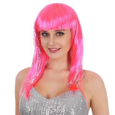 Perruque pour femme cheveux mi-longs dance néon Perruque pour femme cheveux mi-longs dance néon