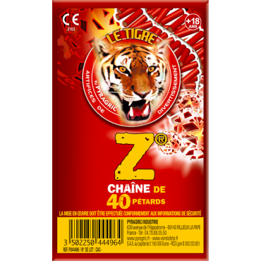 Chaîne de pétards Le Tigre Z avec 40 explosions puissantes | jourdefete.com.