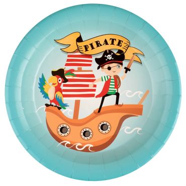 10 assiettes en carton collection petit pirate colorée avec pirate, bateau et perroquet 10 assiettes en carton collection petit pirate colorée avec pirate, bateau et perroquet