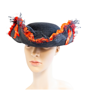 Chapeau pirate femme dentelle et rubans rouges | jourdefete.com