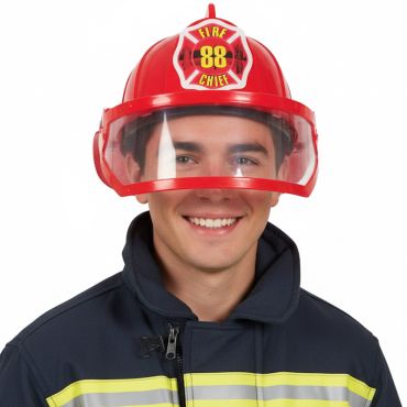 Casque de pompier américain rouge pour déguisement adulte | jourdefete.com