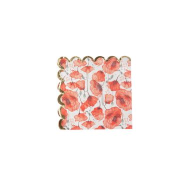 16 Serviettes coquelicots et or de la Collection Poppy Love 16 Serviettes coquelicots et or de la Collection Poppy Love