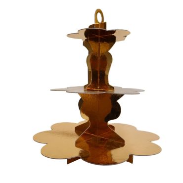 Présentoir à gâteaux doré 3 étages en carton rigide H37 cm | jourdefete.com Présentoir à gâteaux doré 3 étages en carton rigide H37 cm | jourdefete.com