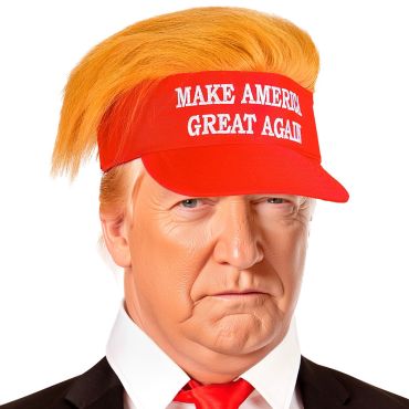 Visière rouge avec cheveux blonds et slogan pour déguisement humoristique | jourdefete.com Visière rouge avec cheveux blonds et slogan pour déguisement humoristique | jourdefete.com