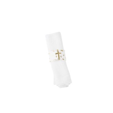 10 Ronds de serviette - Collection Communion Pureté Blanc et Or 10 Ronds de serviette - Collection Communion Pureté Blanc et Or