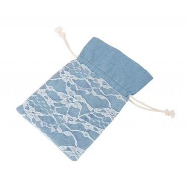Lot de 4 pochons jean en toile avec dentelle - 8 x 10 cm - Clair | jourdefete.com Lot de 4 pochons jean en toile avec dentelle - 8 x 10 cm - Clair | jourdefete.com