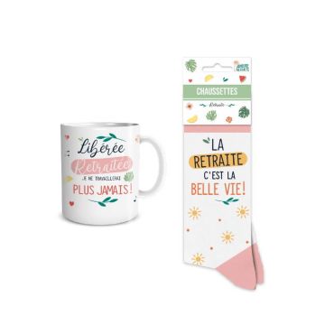 COFFRET MUG CHAUSSETTES RETRAITE FEMME
COFFRET MUG CHAUSSETTES RETRAITE FEMME
