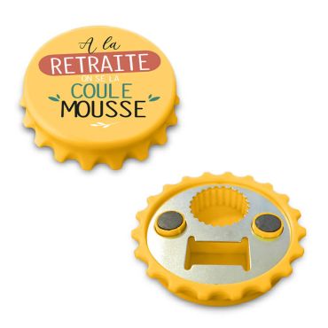 Décapsuleur jaune retraite aimanté | jourdefete.com Décapsuleur jaune retraite aimanté | jourdefete.com