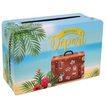 Tirelire en carton de la collection retraite tropicale Tirelire en carton de la collection retraite tropicale
