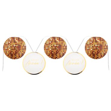 Banderole Bonne Année Disco dorée pour décoration de fête | jourdefete.com