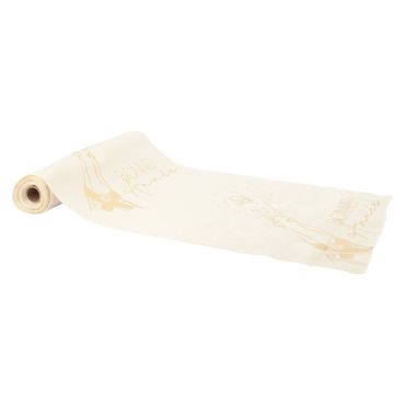 Chemin de table Bonne Année Sparkle Time velours crème et or 28cm x 3m pour décoration de réveillon du Nouvel An | jourdefete.com
