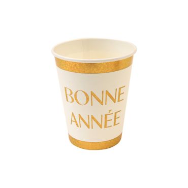 Gobelets en carton blanc et or Bonne Année pour boissons de fête du réveillon du Nouvel An | jourdefete.com Gobelets en carton blanc et or Bonne Année pour boissons de fête du réveillon du Nouvel An | jourdefete.com