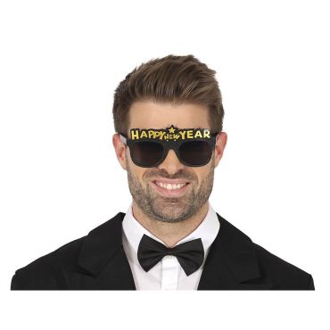 Lunettes pailletées Happy New Year noires et dorées pour le réveillon | jourdefete.com Lunettes pailletées Happy New Year noires et dorées pour le réveillon | jourdefete.com