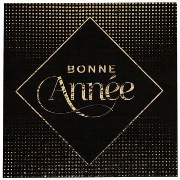 Serviettes en papier réveillon Bonne Année noir et or 33x33 cm | jourdefete.com