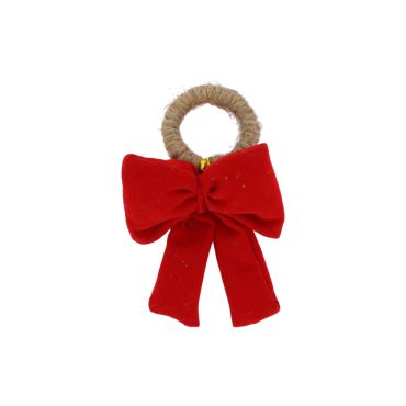 Rond de serviette de Noël en velours rouge avec nœud | jourdefete.com Rond de serviette de Noël en velours rouge avec nœud | jourdefete.com