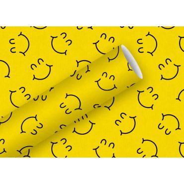 Papier cadeau kraft recyclé motif sourires jaunes joyeux | jourdefete.com Papier cadeau kraft recyclé motif sourires jaunes joyeux | jourdefete.com