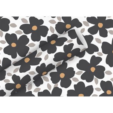 Papier cadeau Poppy Pop Boho aux motifs floraux noirs et dorés | jourdefete.com Papier cadeau Poppy Pop Boho aux motifs floraux noirs et dorés | jourdefete.com