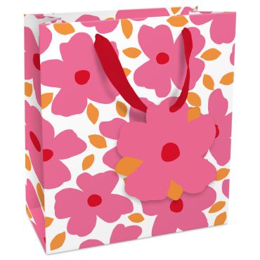 Sac cadeau Poppy Pop Candy, design fleuri rose | jourdefete.com