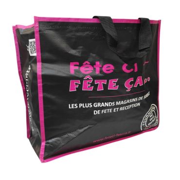 Sac cabas réutilisable noir et rose "Fête ci, Fête ça" pour shopping ou fête | jourdefete.com Sac cabas réutilisable noir et rose "Fête ci, Fête ça" pour shopping ou fête | jourdefete.com