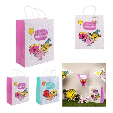 Sac cadeau anniversaire monsieur madame couleur bleu ou rose au choix Sac cadeau anniversaire monsieur madame couleur bleu ou rose au choix