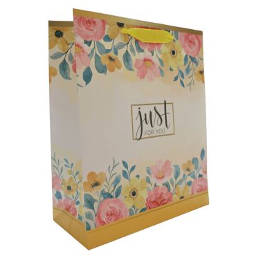 Sac cadeau fleuri “Just For You” 26x32x12 cm avec motif aquarelle pastel | jourdefete.com Sac cadeau fleuri “Just For You” 26x32x12 cm avec motif aquarelle pastel | jourdefete.com