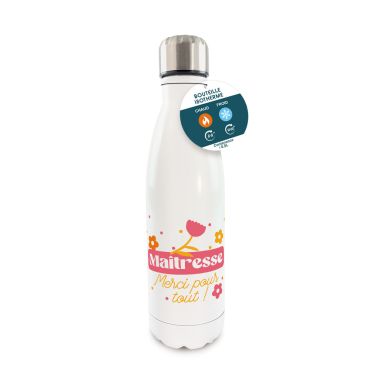 Gourde isotherme pour maîtresse avec fleurs et message merci pour tout | jourdefete.com Gourde isotherme pour maîtresse avec fleurs et message merci pour tout | jourdefete.com