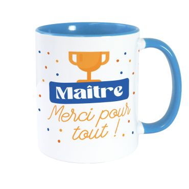 Mug bleu Maître avec message Merci pour tout , un cadeau de fin d’année scolaire | jourdefete.com Mug bleu Maître avec message Merci pour tout , un cadeau de fin d’année scolaire | jourdefete.com