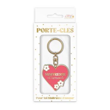 Porte-clés cœur rouge avec fleurs et texte "Maîtresse d’amour" | jourdefete.com Porte-clés cœur rouge avec fleurs et texte "Maîtresse d’amour" | jourdefete.com