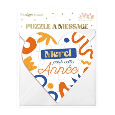 Puzzle cœur message Merci pour cette Année, design coloré orange et bleu | jourdefete.com Puzzle cœur message Merci pour cette Année, design coloré orange et bleu | jourdefete.com